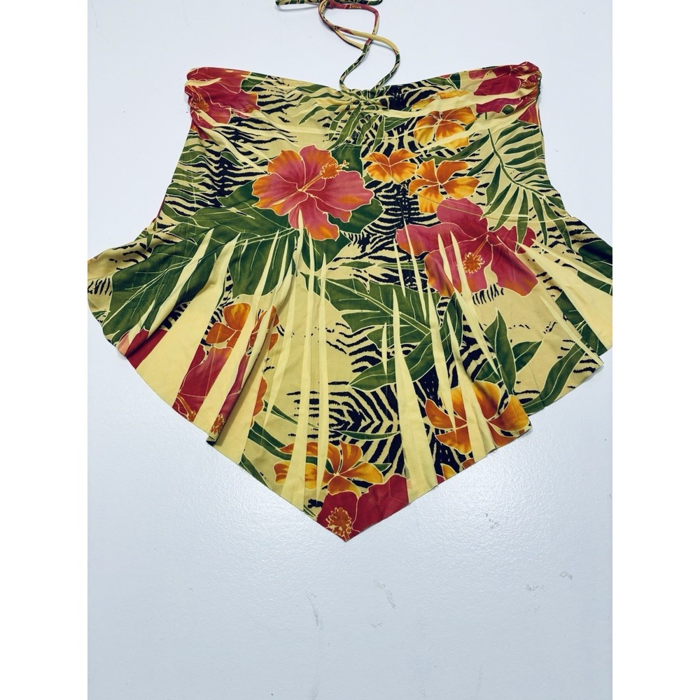 Vintage Y2k 90's Charlotte Russe‎ Women Yellow Halter Top Large Tropical Flowy - Picture 3 of 14
